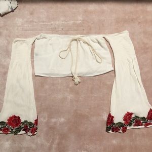 zaful cropped off the shoulder top
